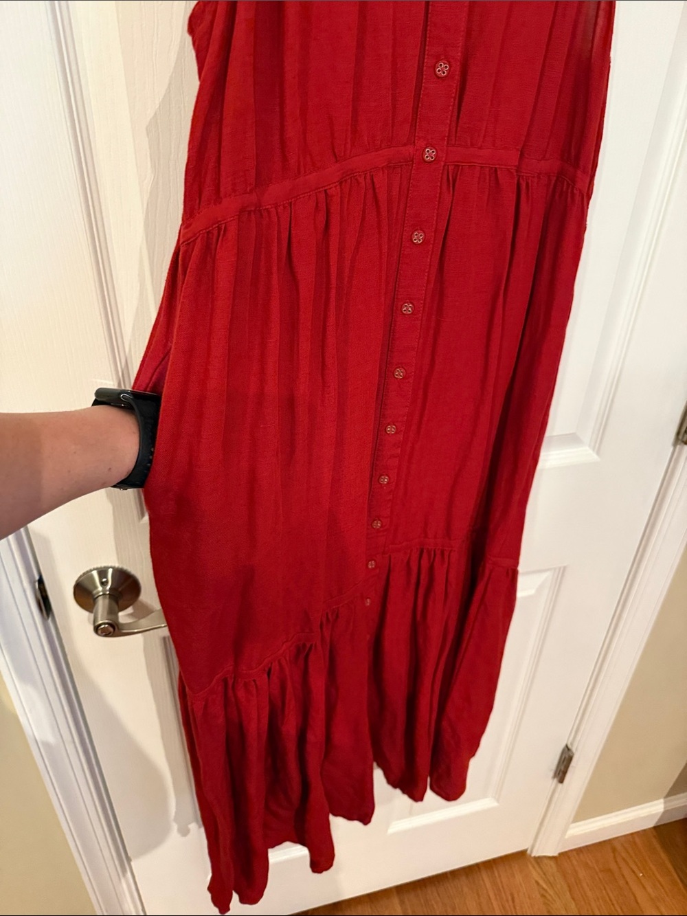 Sundance Sleeveless Linen Rust Red Button-Front Maxi Dress - Picture 4 of 4